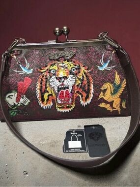 Ed Hardy NWT Multi-Color Tiger Kiss-Lock Clutch